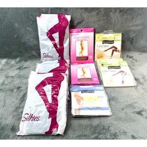 9 lot Vintage Silkies 700623 Microfiber Tights Pantyhose X Queen, + Sz C Sheer